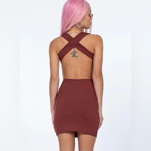 Size 2 Princess Polly Avi Mini Dress Brown